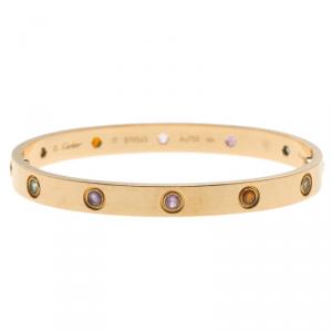 Cartier Love Coloured Gemstones 18K Rose Gold Bracelet 17cm