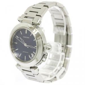 Pre Owned Cartier Blue Stainless Steel Pasha Women's Wristwatch 35MM 