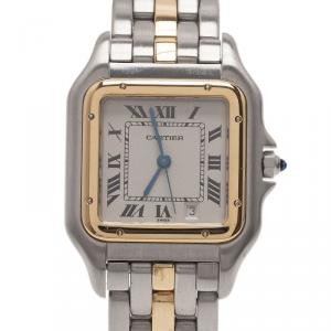 مملوكة مسبقًا Cartier Ivory Stainless Steel and Gold Panthere Women's Wristwatch 27MM