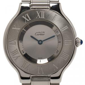 Pre Owned Cartier Silver Stainless Steel Must 21 Women's Wristwatch 33MM