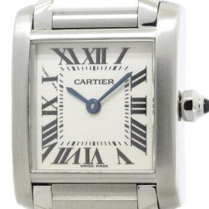 Pre Owned Cartier White Stainless Steel Tank Francaise Women's Wristwatch 20MM