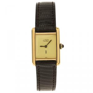 Pre Owned Cartier Cream Gold-Plated Silver Must De Vintage Women's Wristwatch 20MM