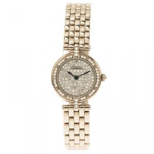 Pre Owned Cartier Diamond 18K White Gold Panthere Women's Wristwatch 24MM