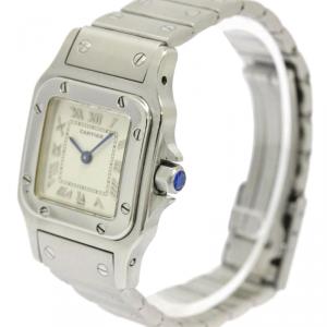 Pre Owned Cartier Ivory Stainless Steel Santos Galbee Women's Wristwatch 29MM