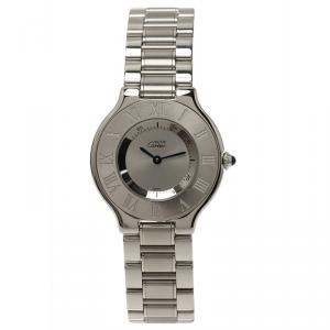 مملوكة مسبقًا Cartier Silver Stainless Steel Must 21 Women's Wristwatch 30MM