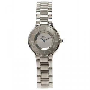 Pre Owned Cartier Silver Stainless Steel 21 Must de Cartier Women’s Wristwatch 27MM