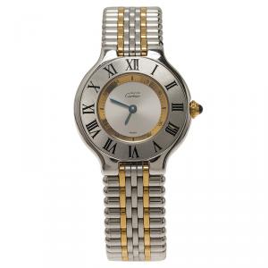 Pre Owned Cartier Silver Stainless Steel Must 21 Women's Wristwatch 28MM