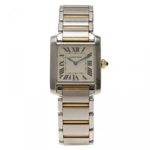 مملوكة مسبقًا Cartier Ivory Stainless Steel and 18K Yellow Gold Women's Wristwatch Tank Francaise 25MM