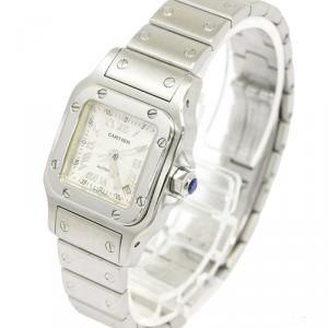 مملوكة مسبقًا Cartier Silver Stainless Steel Santos Galbee Women's Wristwatch 24MM