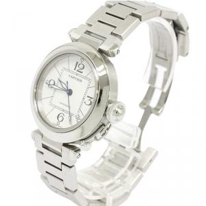 مملوكة مسبقًا Cartier White Stainless Steel Pasha C Women's Wristwatch 35MM