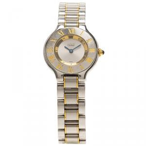 Pre Owned Cartier Grey Stainless Steel Must 21 Women's Wristwatch 28MM