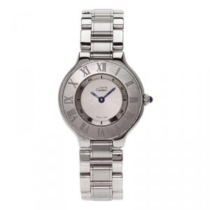 مملوكة مسبقًا Cartier Silver Stainless Steel Must 21 Women's Wristwatch 27MM