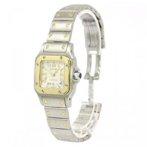Pre Owned Cartier Silver 18K Yellow Gold and Stainless Steel Santos Galbee Women's Wristwatch 24MM