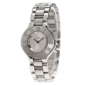 Pre Owned Cartier Silver Stainless Steel Must 21 Women's Wristwatch 28MM