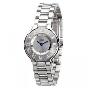 Pre Owned Cartier Silver Stainless Steel Must 21 Women's Wristwatch 28MM