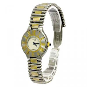 Pre Owned Cartier White Stainless Steel Must 21 Women's Wristwatch 28MM