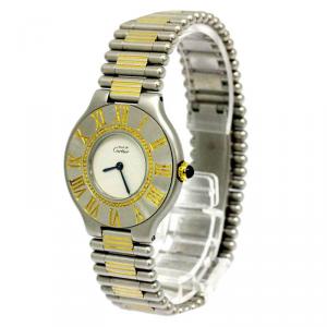 Pre Owned Cartier White Stainless Steel Must 21 Women's Wristwatch 31MM