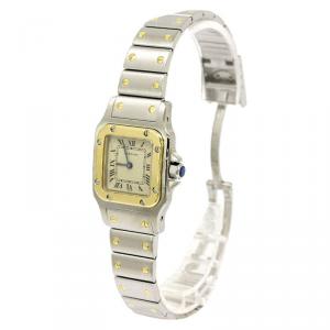 Pre Owned Cartier Silver 18K Yellow Gold and Stainless Steel Santos Galbee Women's Wristwatch 24MM