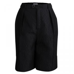 Carven Black Textured High Waist Bermuda Shorts L