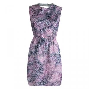 Carven Multicolor Floral Printed Organza Backless Dress M