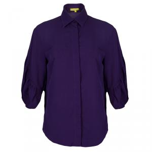 Catherine Malandrino Purple Long Sleeve Silk Blouse S