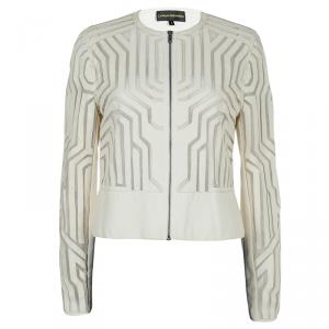 Catherine Malandrino Cream Leather Cut Out Jacket M