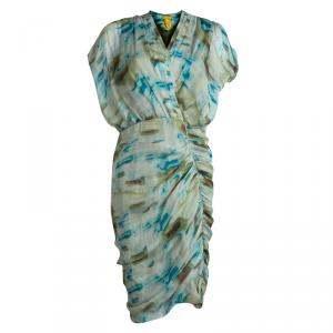 Catherine Malandrino Multicolor Printed Silk Ruched Dress M