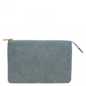 Celine Grey Suede Solo Trio Cosmetic Pouch