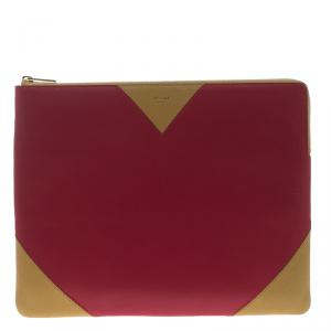 Pre Owned Celine Red/Brown Leather Large Coeur Clutch