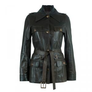 Celine Brown Leather Riding Jacket S