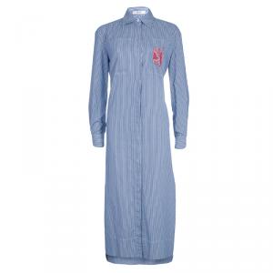Celine Blue Striped Cotton Maxi Shirt Dress S