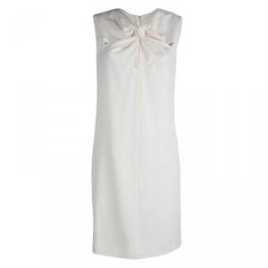 Celine Cream Wool Twist Front Detail Sleeveless Dress M