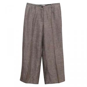Pre Owned Celine Brown Tweed Wide Leg Pants M