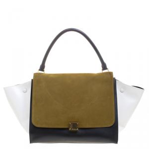Pre Owned Celine Tri Color Leather and Suede Large Trapeze Tote