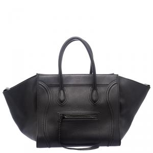 Pre Owned Celine Black Leather Mini Phantom Luggage Tote