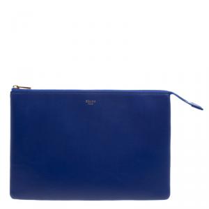 Celine Indigo/Beige Leather Duo Cosmetic Pouch