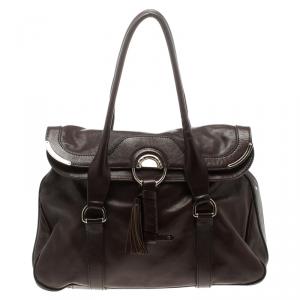 Pre Owned Céline Brown Leather Tassel Satchel