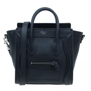 Pre Owned Celine Black Leather Nano Luggage Tote
