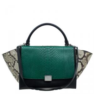 Pre Owned Celine Tri Color Python and Leather Medium Trapeze Bag