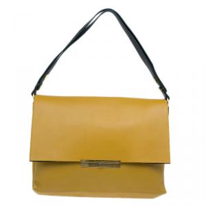 Pre Owned Celine Tan Calfskin Leather Blade Flap Bag