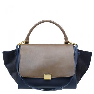 Pre Owned Celine Tri Color Leather Small Trapeze Bag
