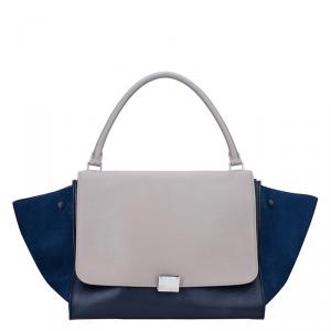 Pre Owned Celine Tricolor Leather and Suede large Trapeze Tote