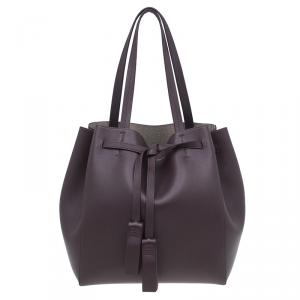 Pre Owned Celine Burgundy Leather Medium Tassel Phantom Cabas Tote