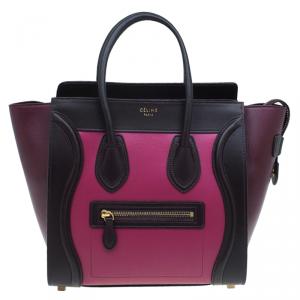 Pre Owned Celine Tri color Leather Micro Luggage Tote