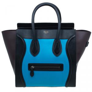 Pre Owned Celine Tri-Color Leather Mini Luggage Tote Bag