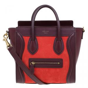 Pre Owned Celine Tri Color Leather Nano Luggage Tote