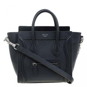 Pre Owned Celine Black Leather Nano Luggage Tote