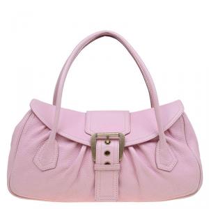 Pre Owned Celine Pink Leather Trim Stitched Satchel