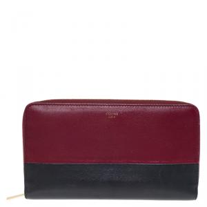 Pre Owned Celine Bi Color Leather Zip Around Wallet