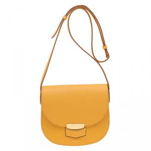 Pre Owned Celine Yellow Leather Small Trotteur Crossbody Bag